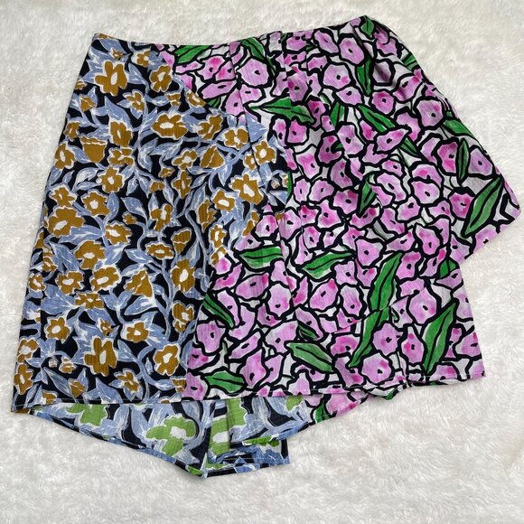 Christian Wijnants Dresses & Skirts - Christian Wijnants Women's Pink Blue 100% Silk Floral A-Line Wrap Skirt Size 6